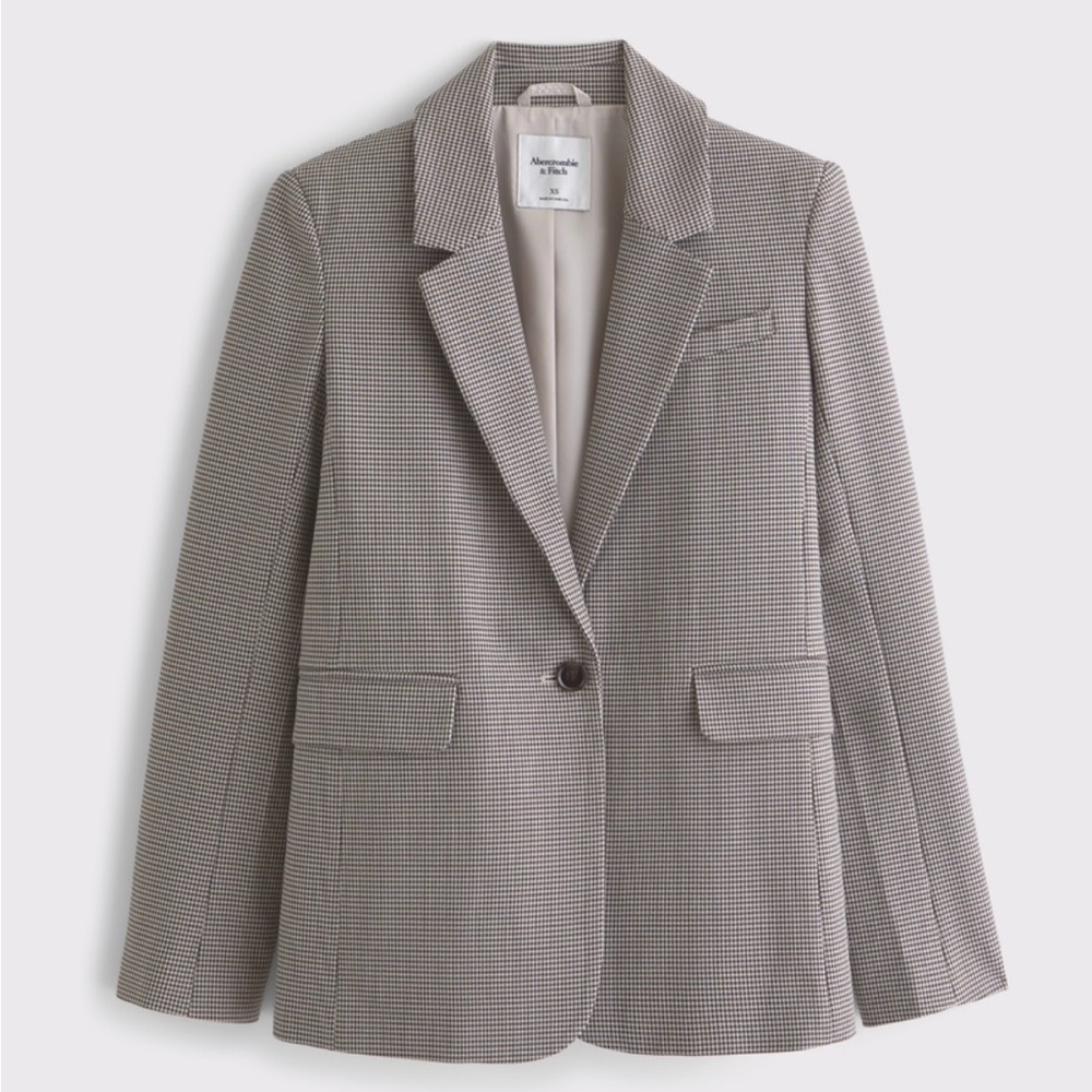 Abercrombie & Fitch Classic Suiting Blazer in Brown Herringbone